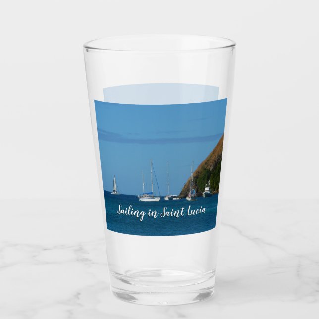 Segelboote in der Bucht Weißes und Blaues Wassersc Glas (Vorderseite)