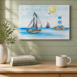 Segelboote in einem blauen Ozean Poster