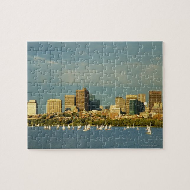 Segelboote in einem Fluss, Charles River, Boston Puzzle (Horizontal)
