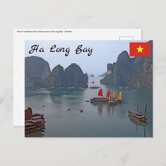 Segelboote in Ha Long Bay - Vietnam, Asien Postkarte (Vorne/Hinten)