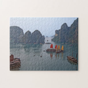Segelboote in Ha Long Bay - Vietnam, Asien Puzzle