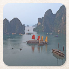 Segelboote in Ha Long Bay - Vietnam, Asien Rechteckiger Pappuntersetzer