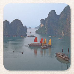 Segelboote in Ha Long Bay - Vietnam, Asien Rechteckiger Pappuntersetzer
