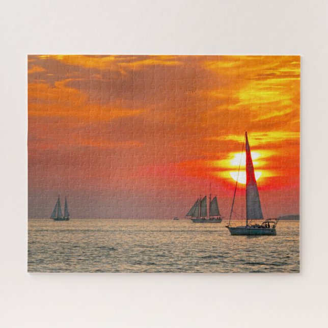 Segelboote in Key West, Florida, Sunset Puzzle (Horizontal)