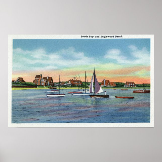 Segelboote in Lewis Bay, Englewood Beach View Poster (Vorne)