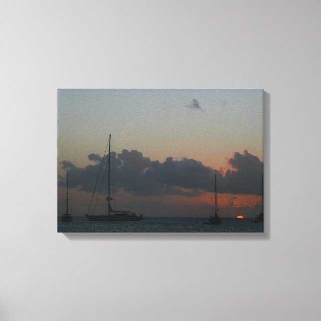 Segelboote in Sunset Tropical Seascape Leinwanddruck (Vorderseite)