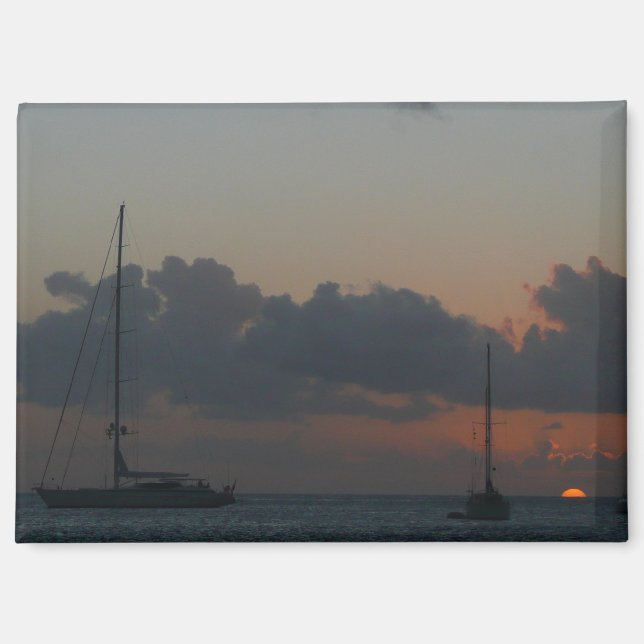 Segelboote in Sunset Tropical Seascape Magnet (Vorderseite)