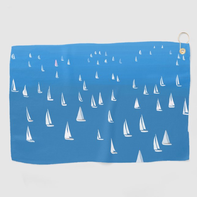 Segelboote in tiefblauem Meer - Regatta Sailboote Golfhandtuch (Horizontal)