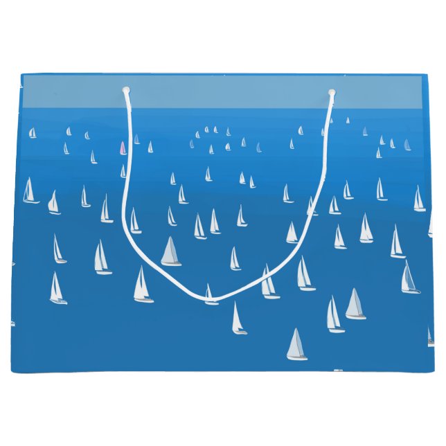 Segelboote in tiefblauem Meer - Regatta Sailboote Große Geschenktüte (Vorderseite)