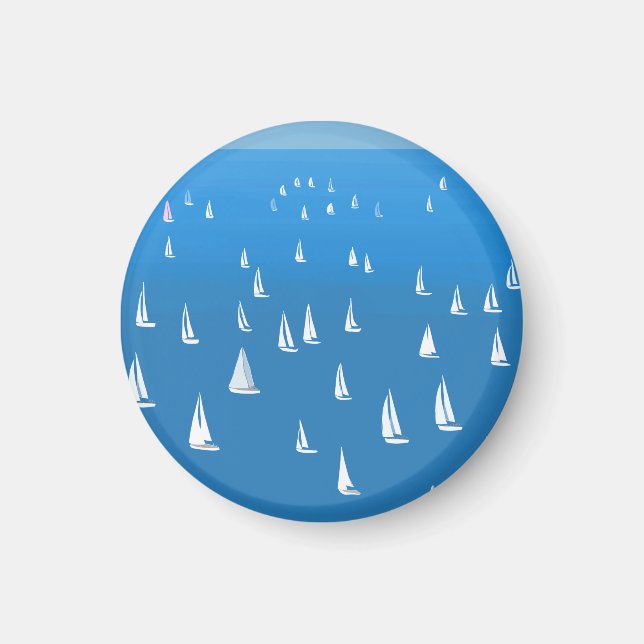 Segelboote in tiefblauem Meer - Regatta Sailboote Magnet (Vorne)