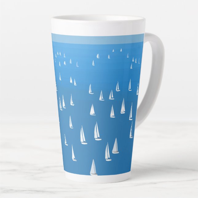Segelboote in tiefblauem Meer - Regatta Sailboote Milchtasse (Rechte Ecke)