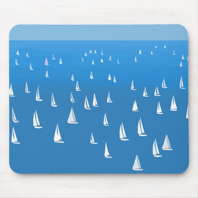 Segelboote in tiefblauem Meer - Regatta Sailboote Mousepad (Vorne)