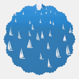 Segelboote in tiefblauem Meer - Regatta Sailboote Ornament Karte