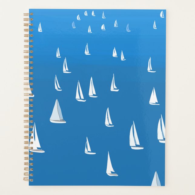 Segelboote in tiefblauem Meer - Regatta Sailboote Planer (Vorderseite)