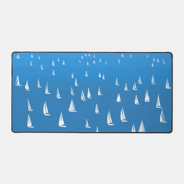 Segelboote in tiefblauem Meer - Regatta Sailboote Schreibtischunterlage (Vorderseite)