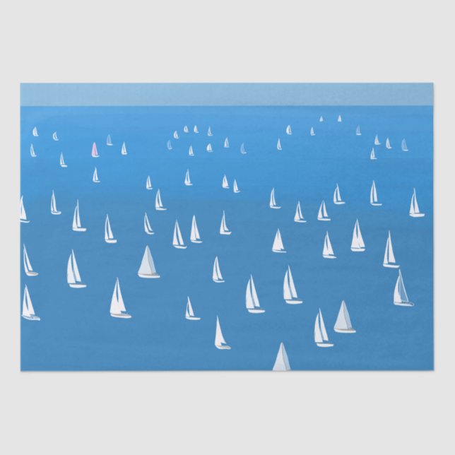Segelboote in tiefblauem Meer - Regatta Sailboote Seidenpapier (Vorderseite)