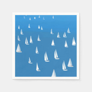 Segelboote in tiefblauem Meer - Regatta Sailboote Serviette