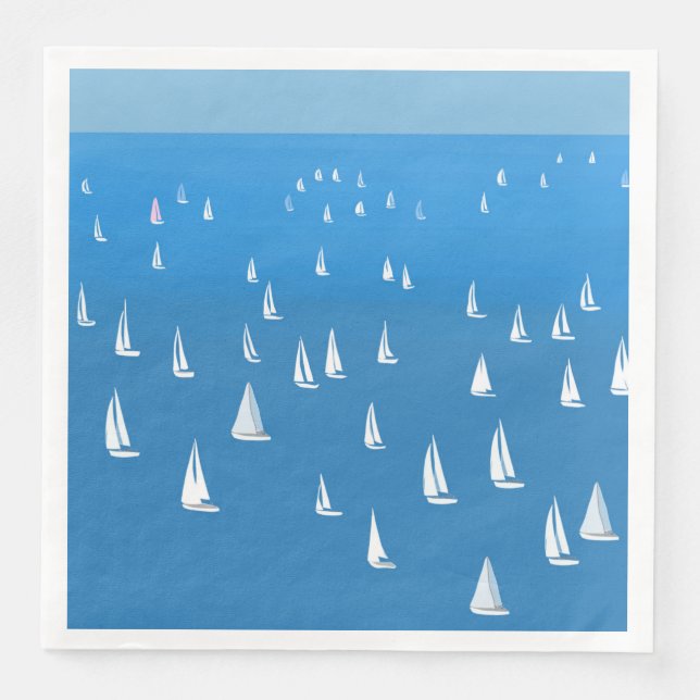 Segelboote in tiefblauem Meer - Regatta Sailboote Serviette (Vorderseite)