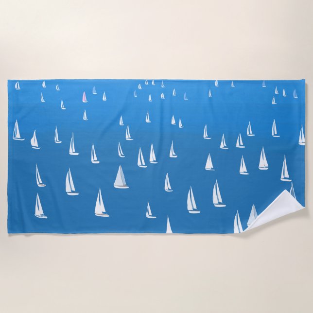 Segelboote in tiefblauem Meer - Regatta Sailboote Strandtuch (Vorderseite)