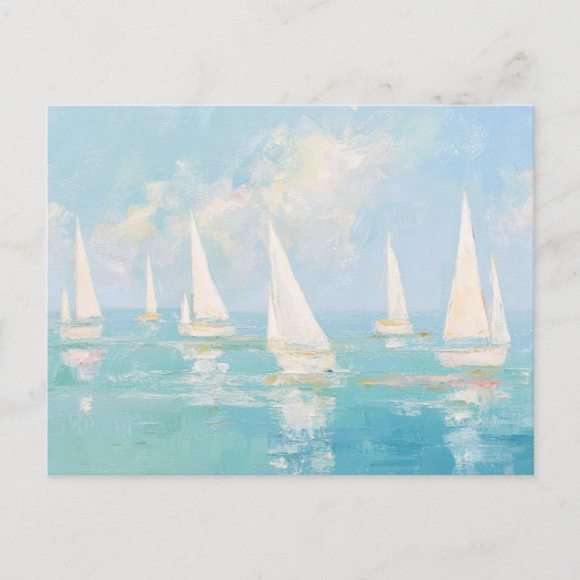 Segelboote Küstenkunst Postkarte  (Vorderseite)