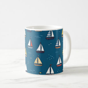 Segelboote-Maritimes Muster Kaffeetasse