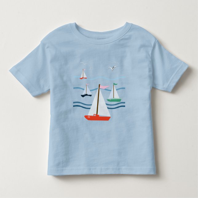 Segelboote, Möwen, Meereswellen Kleinkind T-shirt (Vorderseite)
