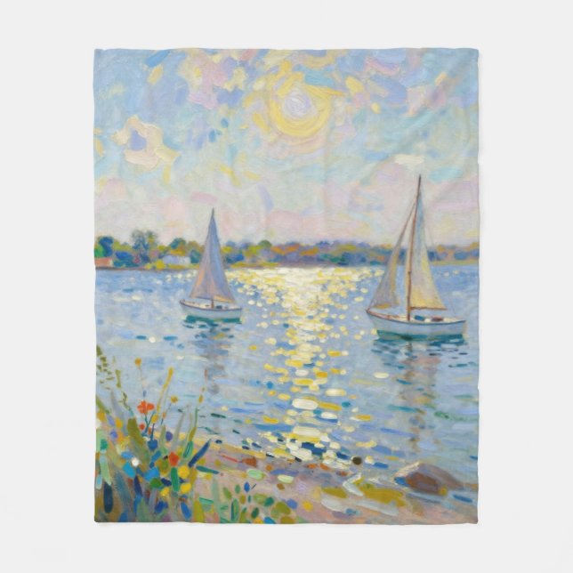 Segelboote Neuengland Sommer Fleecedecke (Vorderseite)