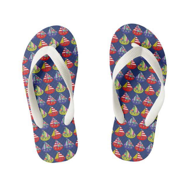 Segelboote, Niedliche nautische Kinder Flip Flops (Fußbett)