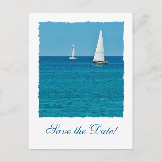 Segelboote Save the Date Postkarten (Vorderseite)