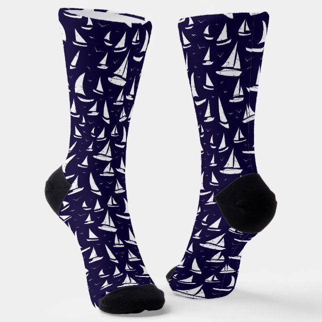 Segelboote Schiffe, die blau und weiß segeln Socken (Gewinkelt)