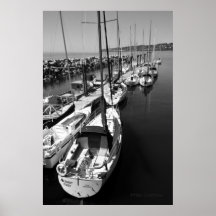 Segelboote Schwarz-Weiß-Poster