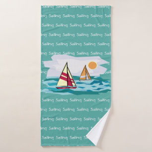 Segelboote Segelboote geteerte Text Design Handtuc Badehandtuch