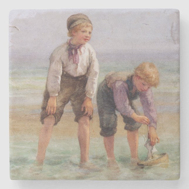 Segelboote Steinuntersetzer (Vorderseite)