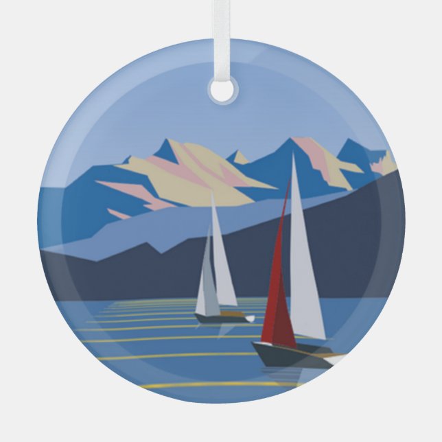 Segelboote und Foto Ornament Aus Glas (Vorderseite)