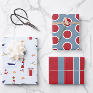 Segelboote und Leuchttürme Umhüllungspapier-Set Geschenkpapier Set