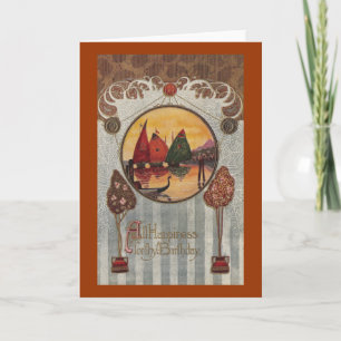 Segelboote Vignette Vintage Geburtstag Karte