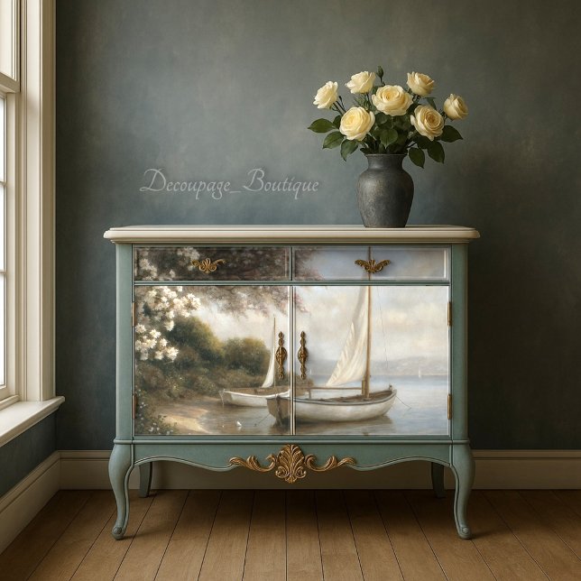 Segelboote von der Shore Decoupage Seidenpapier (Sailboats by the Shore Decoupage Tissue Paper)