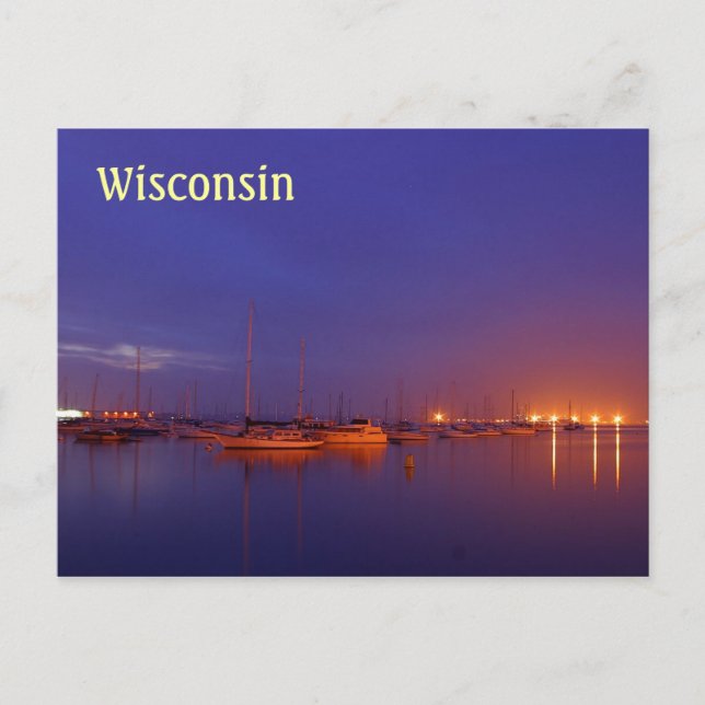 Segelboote von Wisconsin in Jachthafen bei dusk Po Postkarte (Vorderseite)