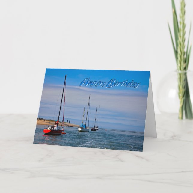 Segelboote vor Anker Geburtstag Karte (Vorderseite)
