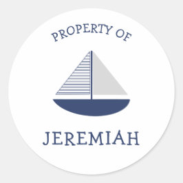 Segelbootgut mit kleinem Namensaufkleber Runder Aufkleber