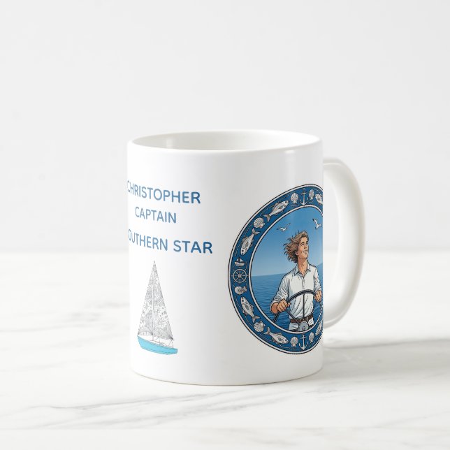 Segelbootkapitän Kaffeetasse (VorderseiteRechts)