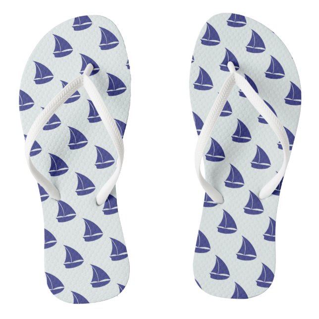 Segelbootmuster in königsblau flip flops (Fußbett)