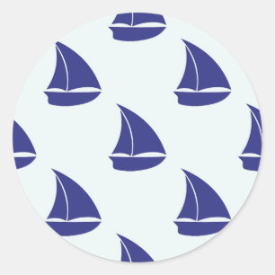 Segelbootmuster in königsblau runder aufkleber