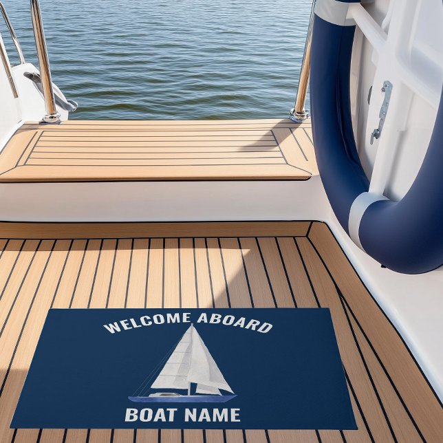 Segelbootname  fußmatte (custom name sail boat yacht doormat with custom boat name)