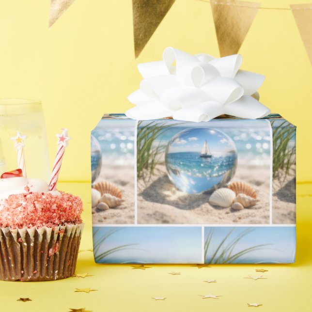 Segelbootreflexion in Glassphäre Geschenkpapier (Geburtstagsparty)