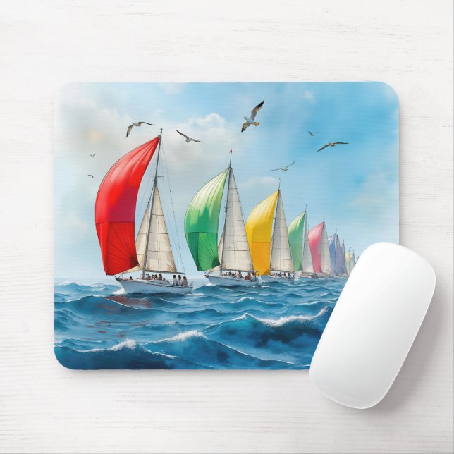 Segelbootrennen auf hoher See Mousepad (Mit Mouse)