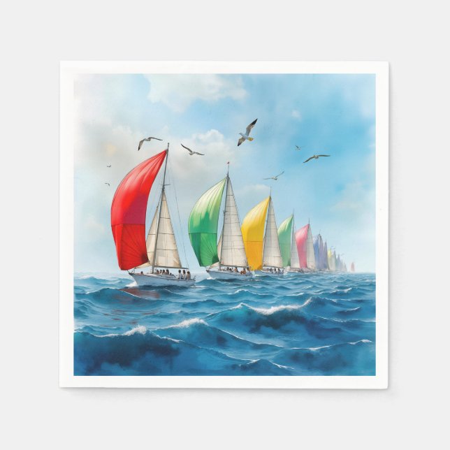 Segelbootrennen auf hoher See Serviette (Vorderseite)
