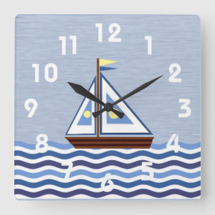 Segelbootuhr Quadratische Wanduhr