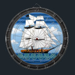 Segeldekor für Wellenreiter Dartscheibe<br><div class="desc">Ein wunderschönes,  lustiges Dartboard für die Liebhaber von Booten,  Segeln und Meereskultur. Verfügt über eine lustige,  maßgeschneiderte Collage mit fett gedrucktem Text,  Wellen,  Segelschiff und mehr. Viel Spaß!</div>
