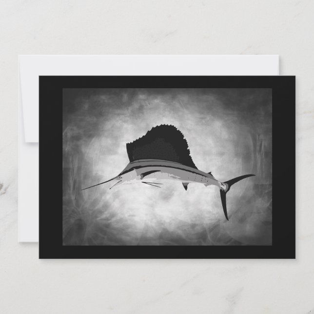 Segelfisch, der Vintage Kunst fischt Einladung (Vorderseite)